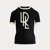 Lauren Ralph Lauren Two-Tone Logo Short-Sleeve Jumper in Black