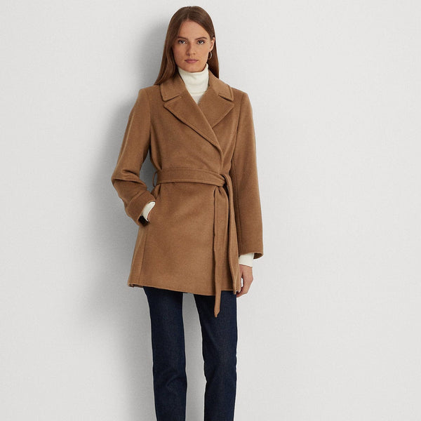 Lauren Ralph Lauren Wool Blend Wrap Coat in New Vicuna