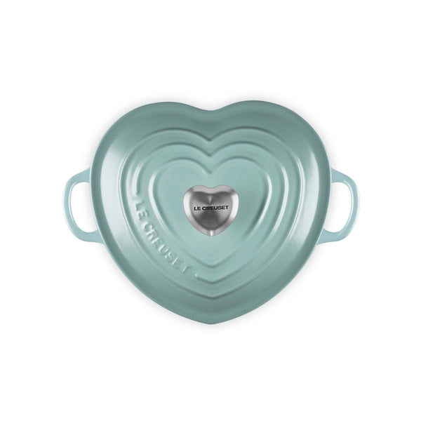 Le Creuset Cast Iron Heart Casserole with Stainless Steel Heart Knob 20cm Sea Salt