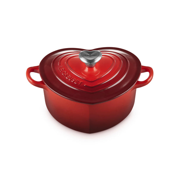 Le Creuset Cast Iron Heart Casserole with Stainless Steel Heart Knob 20cm Cerise