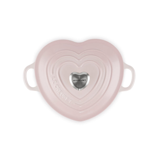 Le Creuset Cast Iron Heart Casserole with Stainless Steel Heart Knob 20cm Shell Pink