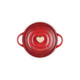 Le Creuset Stoneware Petite Round Casserole with Heart Knob 10cm Cerise