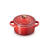 Le Creuset Stoneware Petite Round Casserole with Heart Knob 10cm Cerise