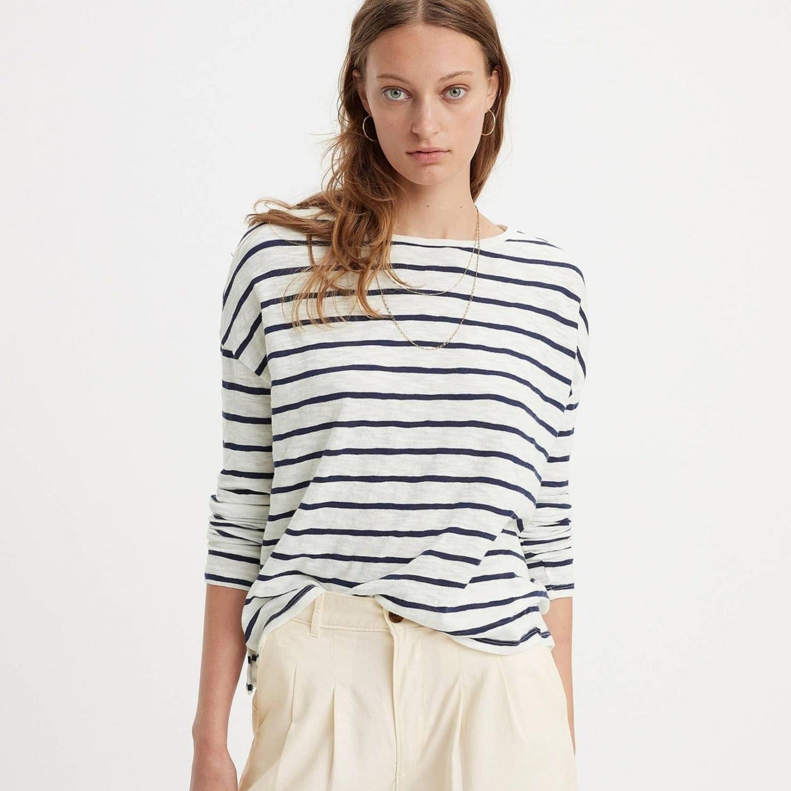 Levi s Margot Long Sleeve Tee Saint Stripe Naval Academy