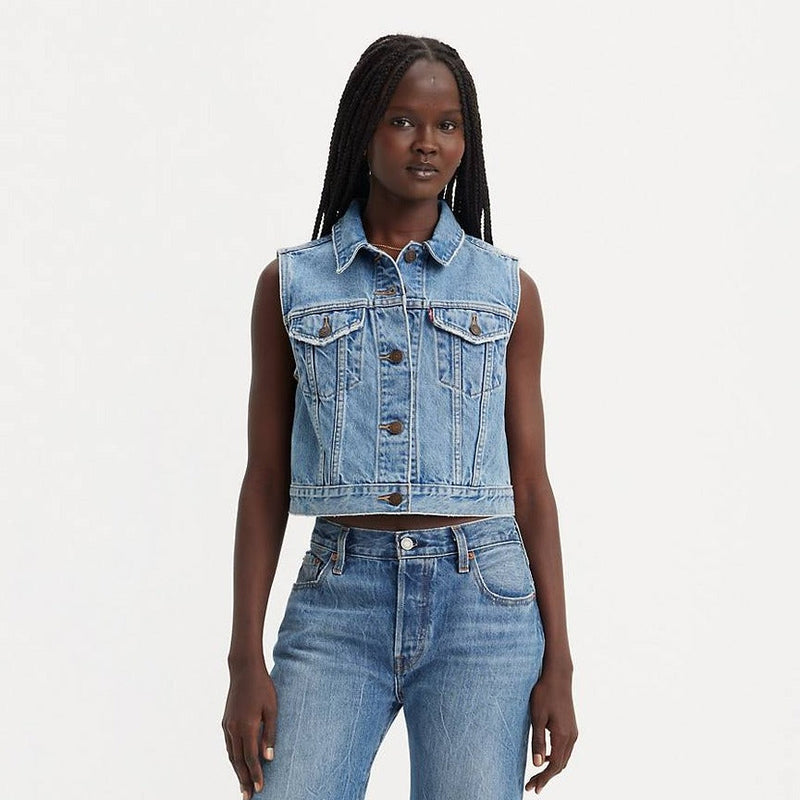 Levis black denim vest best sale