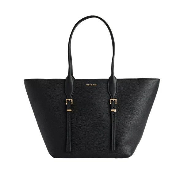 Michael Kors Buckle Leather Large Tote Bag In Black