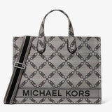 Michael Kors Gigi Large Empire Logo Jacquard Tote Bag Natural/Black