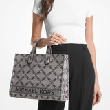 Michael Kors Gigi Large Empire Logo Jacquard Tote Bag Natural/Black