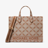 Michael Kors Gigi Large Empire Logo Jacquard Tote Bag Natural Luggage