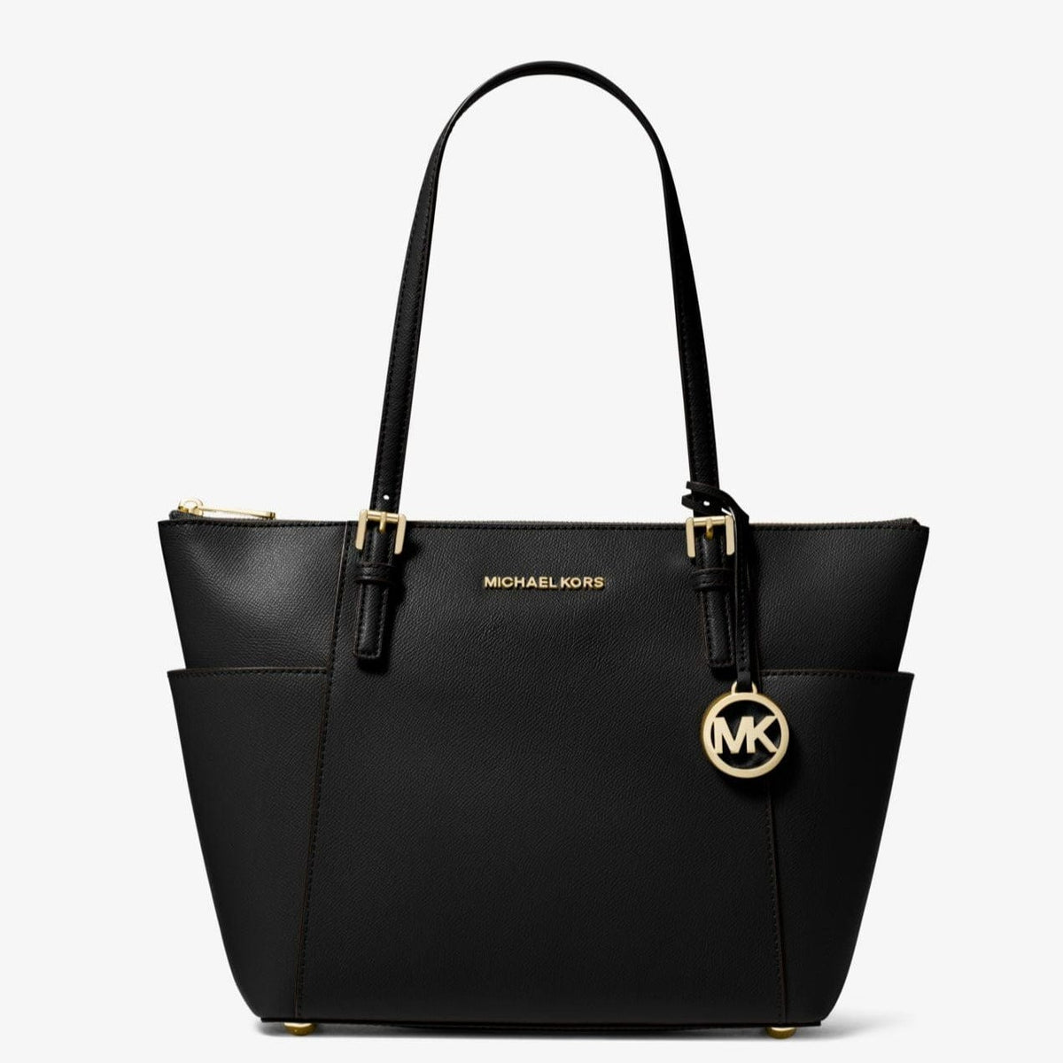 Michael Kors Jet Set Large Saffiano Leather Top Zip Tote Bag in Black