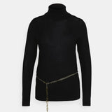 Michael Kors Turtleneck Charm Belt Sweater Black