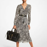 Michael Kors Zebra Georgette Midi Dress, Bone