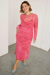 Never Fully Dressed Valentine Animal Mesh Dress in Pink