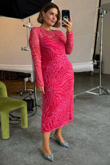 Never Fully Dressed Valentine Animal Mesh Dress in Pink