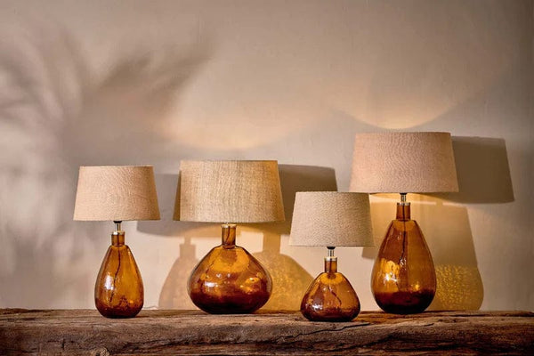 Nkuku Baba Recycled Glass Lamp - Burnt Amber - Large Wide