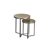 Nkuku Maba Nesting Side Tables Set of 2 Antique Brass