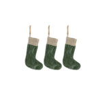 Nkuku Karru Cotton Velvet Mini Stocking - Forest Green - Set Of 3