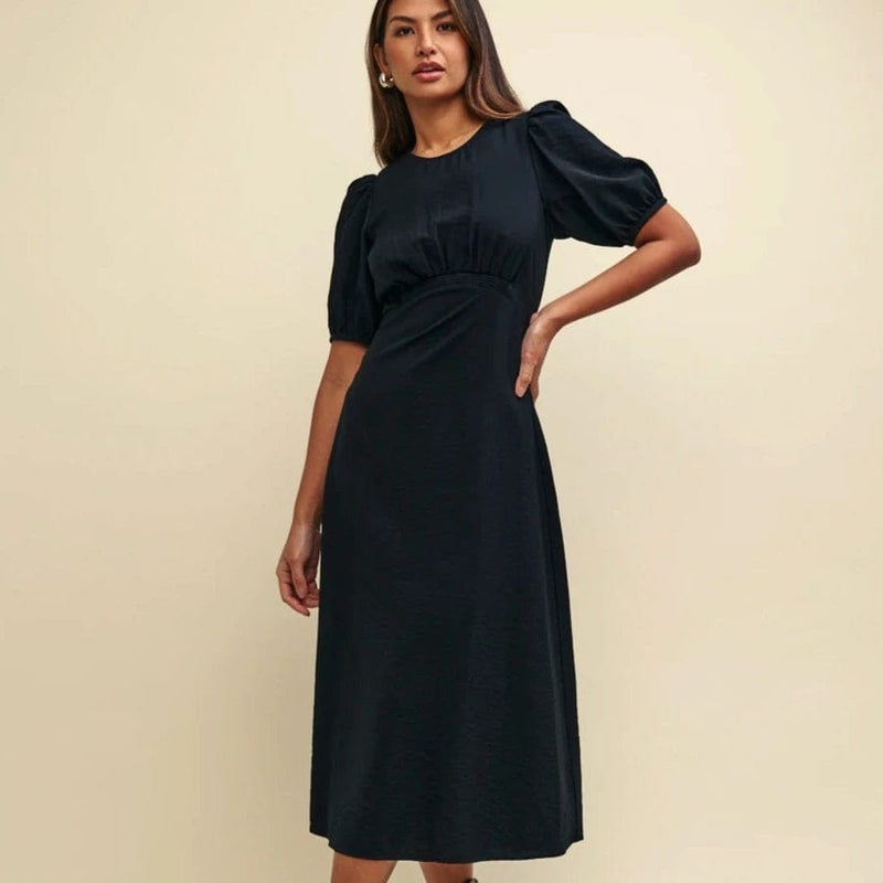 Nobody's Child Black Puff Sleeve Bonnie Midi Dress