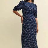 Nobody's Child Navy Floral Trellis Print Felicia Midi Dress