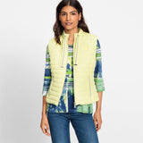 Olsen Padded gilet with stand-up collar with zips and tassles in Lemon