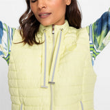 Olsen Padded gilet with stand-up collar with zips and tassles in Lemon