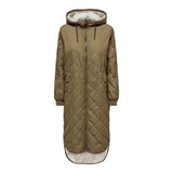 ONLY Long Quilted Coat in Green