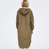 ONLY Long Quilted Coat in Green