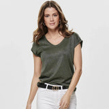 ONLY Onlysilver Loose Short Sleeved Top in Green Kalamata