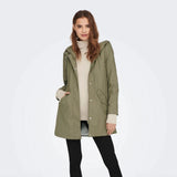 ONLY Rain Jacket With Teddy Lining in Green