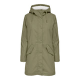 ONLY Rain Jacket With Teddy Lining in Green