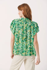 Part Two Sienna Short Sleeve Blouse Green Gradient Print