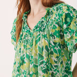 Part Two Sienna Short Sleeve Blouse Green Gradient Print