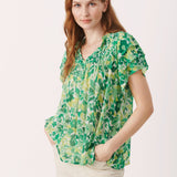 Part Two Sienna Short Sleeve Blouse Green Gradient Print