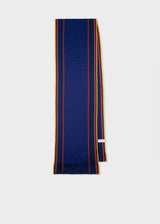 Paul Smith Men's 'Artist Stripe' Trim Scarf Blue