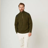 Peregrine Foxton Quarter Zip Jumper in Olive