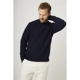 Peregrine Makers Stitch Cable Crew Jumper in Navy