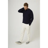 Peregrine Makers Stitch Cable Crew Jumper in Navy