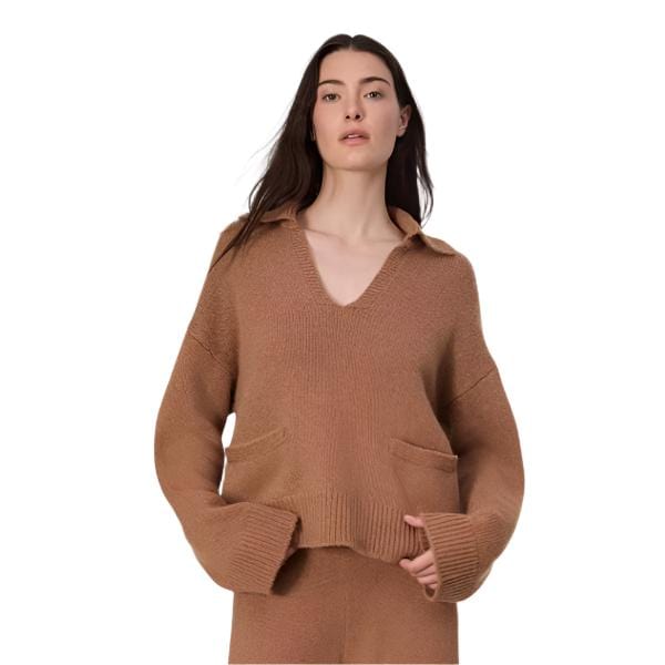 Rag Bone Danica Polo Sweater In Camel