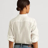 Ralph Lauren Karrie Long Sleeve Linen Shirt In White