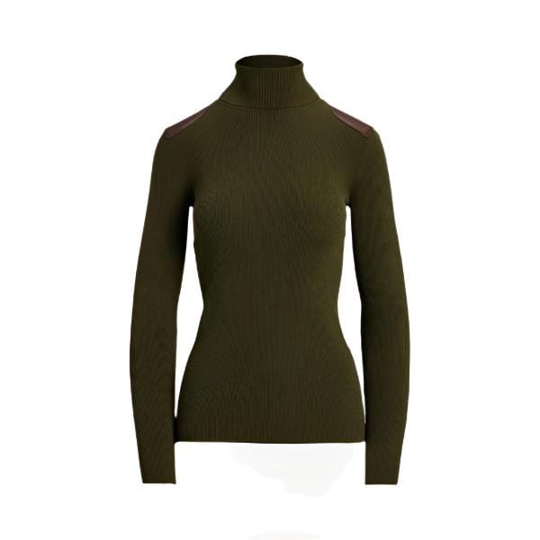 Lauren Ralph Lauren Rib Knit Roll Neck in Botanic Green