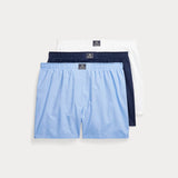 Polo Ralph Lauren Cotton Boxer 3-Pack in White/Blue/Navy