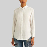 Ralph Lauren Karrie Long Sleeve Linen Shirt In White