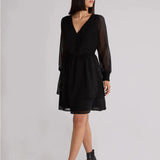 Ro&Zo Black Dobby Trim Insert Dress