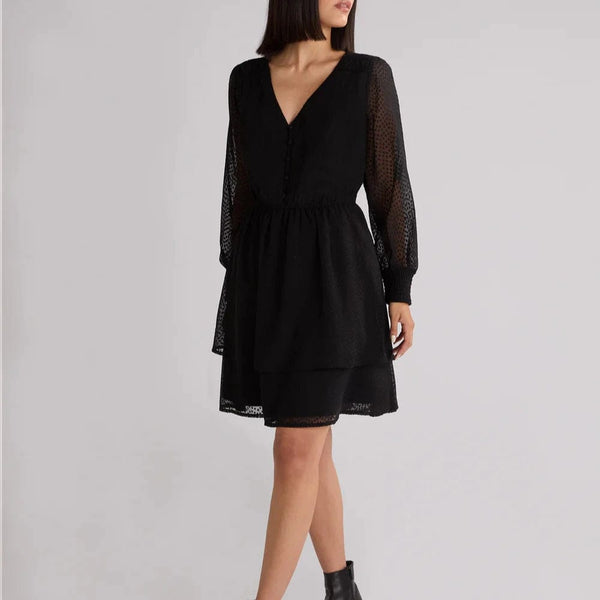 Ro&Zo Black Dobby Trim Insert Dress