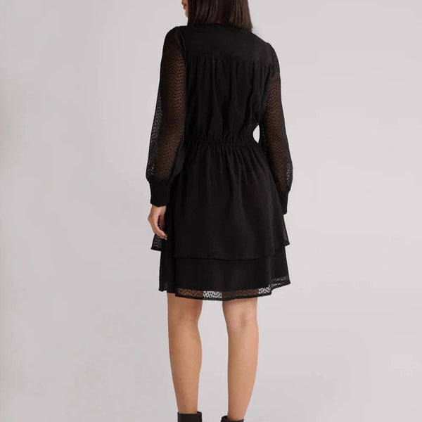 Ro&Zo Black Dobby Trim Insert Dress