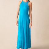 Ro&Zo Blue Jersey Racer Maxi Dress