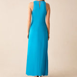 Ro&Zo Blue Jersey Racer Maxi Dress