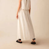 Ro&Zo Ivory Broderie Maxi Skirt in Cream