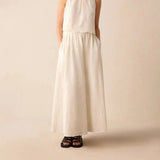 Ro&Zo Ivory Broderie Maxi Skirt in Cream