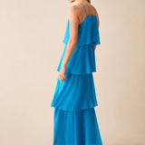 Ro&Zo Savannah Blue Chiffon Tiered Maxi Dress